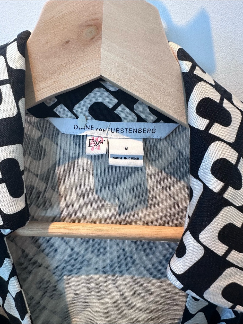 Diane von Furstenberg Black and White Geometric Midi Dress